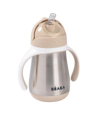 BEABA Metalinė Gertuvė su Šiaudeliu, 250 ml, Clay