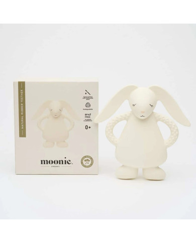 MOONIE Natūralios Gumos Kramtukas Zuikutis, Cream - Saugus ir Švelnus