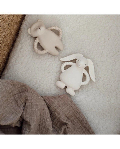 MOONIE Natūralios Gumos Kramtukas Zuikutis, Cream - Saugus ir Švelnus