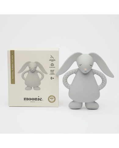 MOONIE Natūralios Gumos Kramtukas Zuikutis, Silver - Saugus ir Ergonomiškas