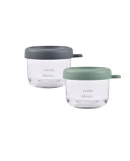 BEABA Stiklinių Indelių Rinkinys 2×150 ml – Mineral/Sage Green | Kinderland