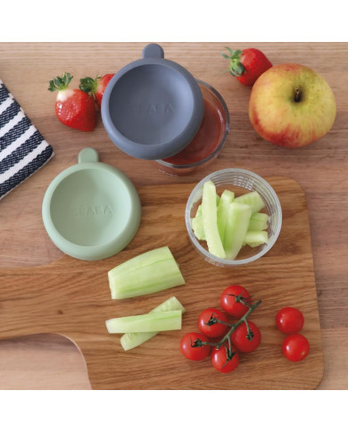 BEABA Stiklinių Indelių Rinkinys 2×150 ml – Mineral/Sage Green | Kinderland