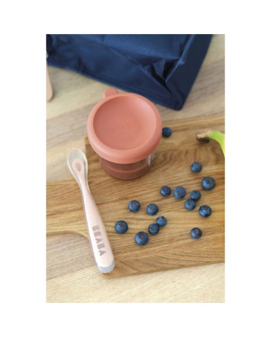 BEABA Stiklinis Indelis su Dangteliu 150 ml – Terracotta | Kinderland