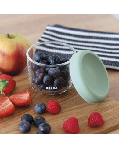 BEABA Stiklinis Indelis su Dangteliu 150 ml – Sage Green | Kinderland