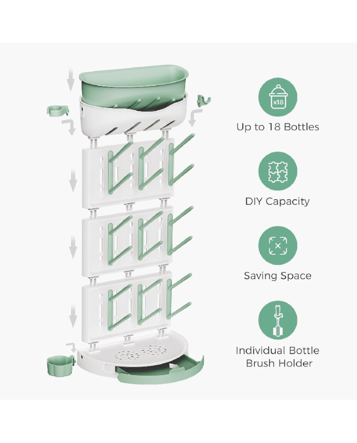 MOMCOZY modulinis 18 vnt. buteliukų džiovinimo stovas