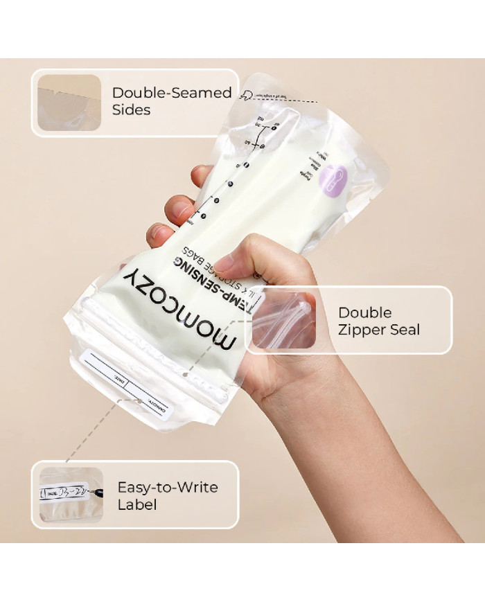 MOMCOZY pieno laikymo maišeliai, 120 vnt.