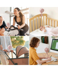 MOMCOZY nešiojamas vežimėlio ventiliatorius, rožinis