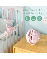 MOMCOZY nešiojamas vežimėlio ventiliatorius, rožinis
