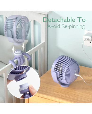 MOMCOZY nešiojamas vežimėlio ventiliatorius, violetinis