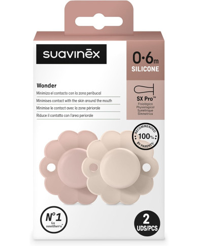 SUAVINEX Fiziologinis Čiulptukas SX PRO Wonder 0-6 mėn., 2 vnt. - Mauve/Mauve Chalk