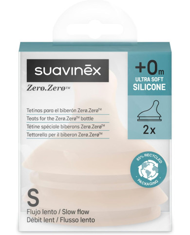 SUAVINEX Lėtos Srovės Žindukai Zero Zero Anti-Colic Buteliukams