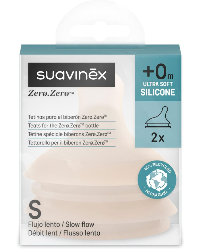 SUAVINEX Lėtos Srovės Žindukai Zero Zero Anti-Colic Buteliukams