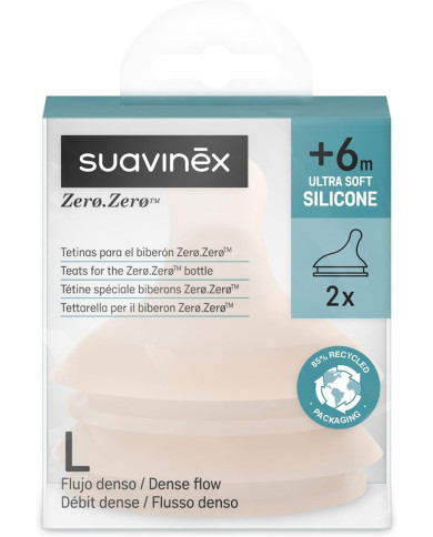 SUAVINEX ZERO ZERO Žindukai Greitai Srovei, Nuo +6 Mėn., 2 vnt.
