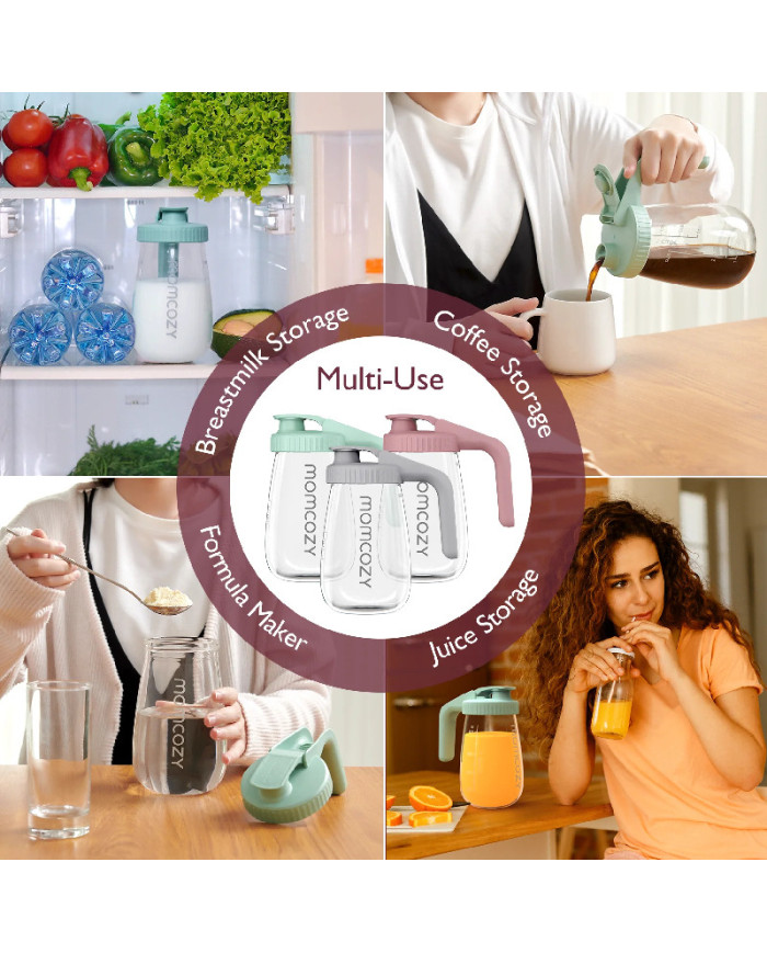 MOMCOZY Pieno Saugojimo Talpa, 950 ml, Žalia - Sandari ir Daugiafunkcė