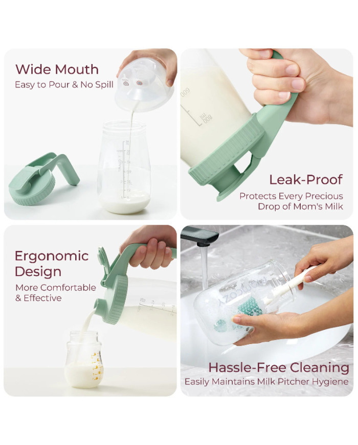 MOMCOZY Pieno Saugojimo Talpa, 950 ml, Žalia - Sandari ir Daugiafunkcė