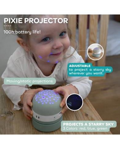 BEABA PIXIE Naktinė Lempa - Žibintuvėlis su Projekcija Sage Green
