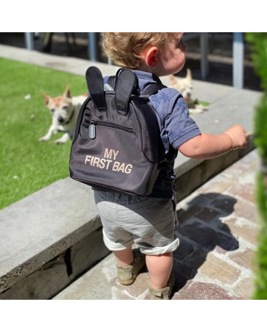 CHILDHOME Vaikiška Kuprinė My First Bag Black/Gold - Pirma Kuprinė Jūsų Mažyliui
