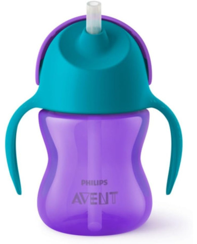 PHILIPS AVENT Gertuvė su Šiaudeliu, 9 Mėn+, 200 ml, Violet/Blue