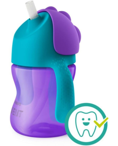 PHILIPS AVENT Gertuvė su Šiaudeliu, 9 Mėn+, 200 ml, Violet/Blue