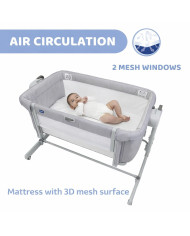 CHICCO NEXT2ME MAGIC EVO LOPŠIUKAS, LIGHT GREY - Komfortas ir Saugumas