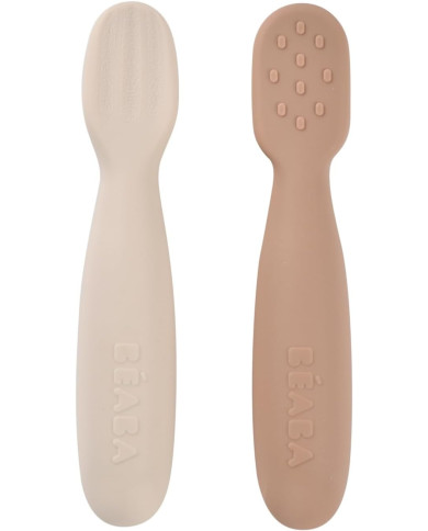 BEABA silikoninių šaukštelių rinkinys +4 mėn., Praline/Clay