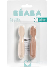 BEABA silikoninių šaukštelių rinkinys +4 mėn., Praline/Clay