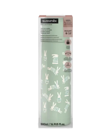 SUAVINEX NERŪDIJANČIO PLIENO TERMO GERTUVĖ, 500 ML – WONDERLAND GREEN