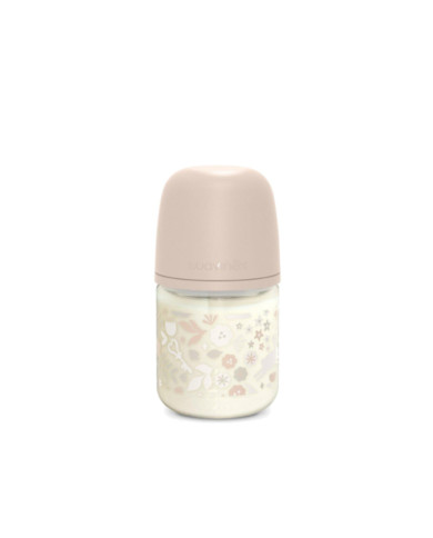 SUAVINEX STIKLINIS ANTI-COLIC BUTELIUKAS SX PRO SU LĖTOS SROVĖS  FIZIOLOGINIU ŽINDUKU, 120 ML, NUO 0 MĖN., WONDERLAND PINK