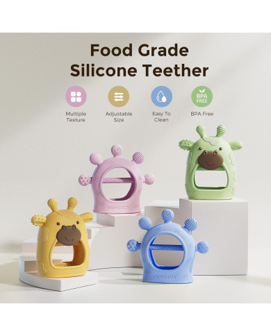 MOMCOZY Silikoninis Kramtukas Kūdikiams, Geltonas