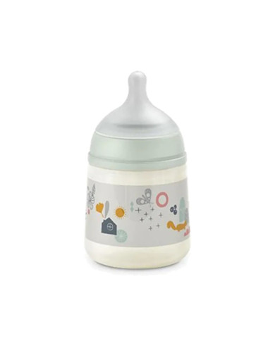 SUAVINEX ANTI-COLIC BUTELIUKAS SX PRO SU LĖTOS SROVĖS (S) FIZIOLOGINIU ŽINDUKU, 150 ML, NUO 0 MĖN., WALK GREEN
