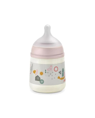 SUAVINEX ANTI-COLIC BUTELIUKAS SX PRO SU LĖTOS SROVĖS (S) FIZIOLOGINIU ŽINDUKU, 150 ML, NUO 0 MĖN., WALK PINK