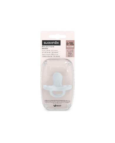 SUAVINEX SIMETRINIS FIZIOLOGINIS SILIKONINIS ČIULPTUKAS SX PRO, 6-18 MĖN., ESSENCE BLUE