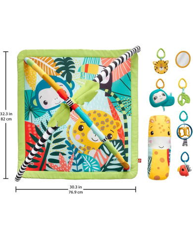 Fisher-Price 3-in-1 Rainforest Sensorinis Lavinamasis Kilimėlis