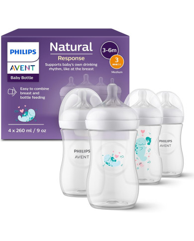 PHILIPS AVENT NATURAL RESPONSE Buteliukų Rinkinys 260 ml - 4 vnt.