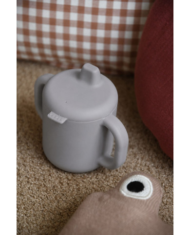 BEABA Silikoninis 2-in-1 Mokomasis Puodelis, Pebble