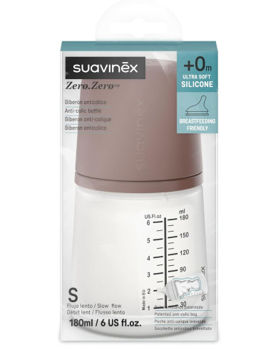 SUAVINEX ZERO ZERO Anti-Colic Buteliukas 180ml nuo +0 mėn.