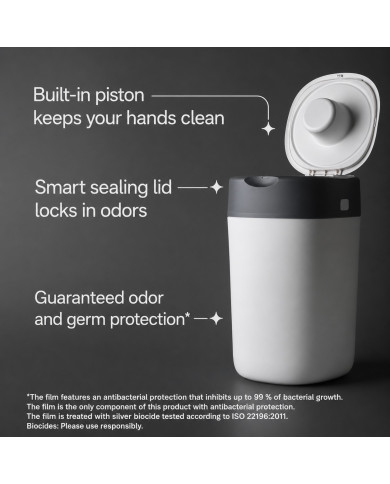 TOMMEE TIPPEE TWIST AND CLICK ADVANCED SAUSKELNIŲ KONTEINERIO IR 12 VNT. KASEČIŲ RINKINYS, WHITE
