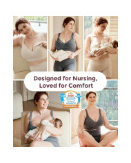 MOMCOZY MEDVILNINĖ MAITINIMO LIEMENĖLĖ DIDESNEI KRŪTINEI BUSTY, PILKA, XL