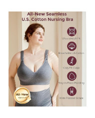 MOMCOZY MEDVILNINĖ MAITINIMO LIEMENĖLĖ DIDESNEI KRŪTINEI BUSTY, PILKA, XL