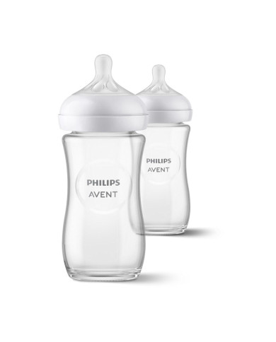 PHILIPS AVENT stiklinis 2 vnt. buteliukų rinkinys naujagimiui NATURAL REPONSE SCY933