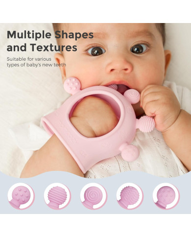MOMCOZY Silikoninis Kramtukas Kūdikiams, Rožinis
