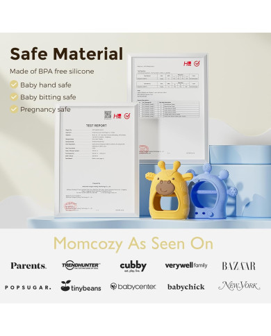 MOMCOZY Silikoninis Kramtukas Kūdikiams, Rožinis