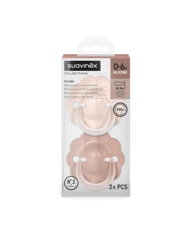 SUAVINEX FIZIOLOGINIS ČIULPTUKAS SX PRO WONDER, 0-6 MĖN., SOFT/DEEP PINK, 2 VNT.