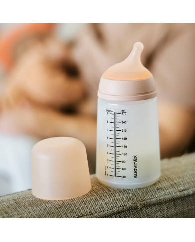 SUAVINEX ZERO ZERO ANTI-COLIC BUTELIUKAS SU VIDUTINĖS SROVĖS ŽINDUKU, 270 ML, NUO +3 MĖN., DEEP
