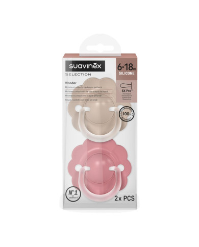 SUAVINEX FIZIOLOGINIS ČIULPTUKAS SX PRO WONDER, 6-18 MĖN., DEEP BEIGE/MEDIUM PINK, 2 VNT.