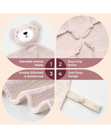 MOMCOZY rožinis medvilninis meškiukas-migdukas kūdikiui