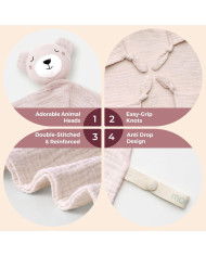 MOMCOZY rožinis medvilninis meškiukas-migdukas kūdikiui