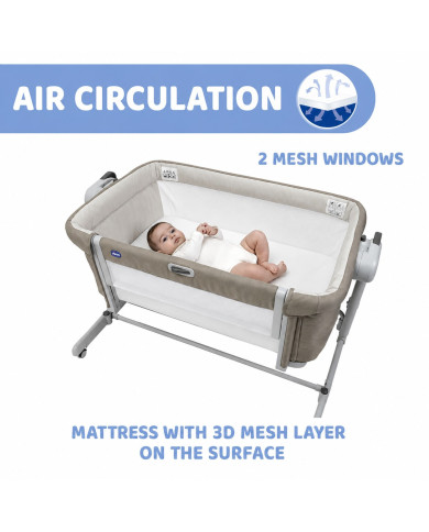 CHICCO NEXT2ME MAGIC EVO Lopšiukas Beige - Komfortas ir Saugumas