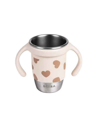 BEABA NERŪDIJANČIO PLIENO MOKOMASIS PUODELIS CLICK AND DRINK 240 ML BIGLOVE