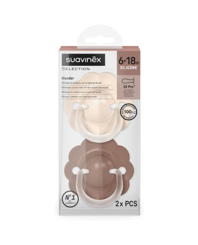 SUAVINEX FIZIOLOGINIS ČIULPTUKAS SX PRO WONDER, 6-18 MĖN.,  SOFT BEIGE/SOFT BROWN